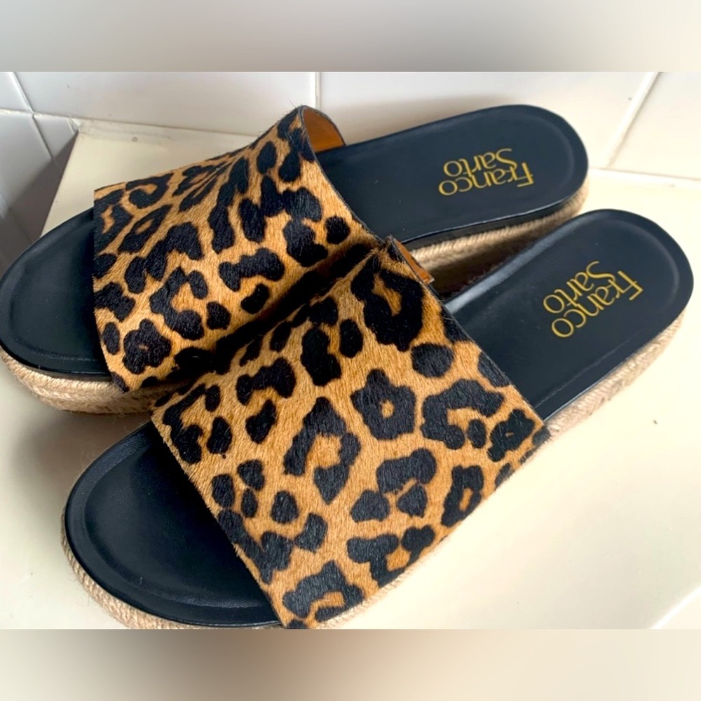 Size 8.5 Franco Sarto Espadrilles Platform slip on Slides Vacation shoes Sandals